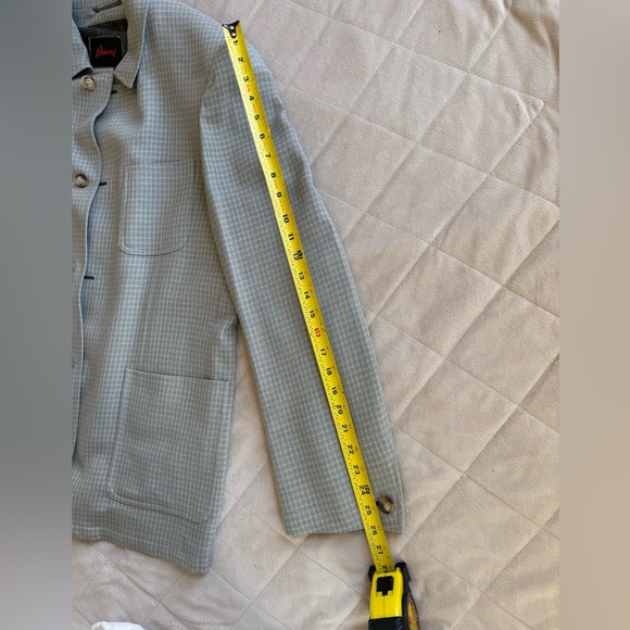 Brioni Light Gray/Beige Checkered Jacket. Bottom holes made from leather. - Picture 4 of 9